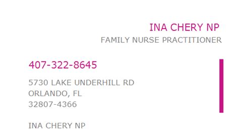 dr ina chery|INA CHERY NP, NPI 1942869094 .